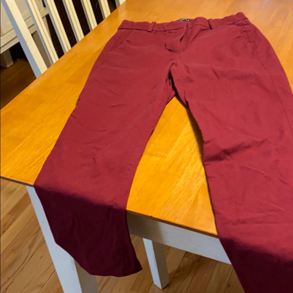 J. Crew outlet cranberry ankle length pants.